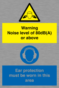 Warning Noise level of 80dB(A) or above. Ear protection must be worn in this area